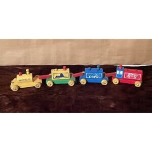 1950s Vintage BLOCKRAFT Inc Circus Special Wooden Train Toy Snaps Rare